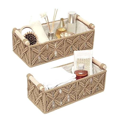 Macrame Storage Basket Boho Decor Baskets for Organizing Woven Decorat 2