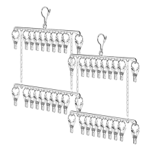2 Pcs Bilayer Metal Sock Hanger,Stainless Steel Drying Rack Laundry,fo