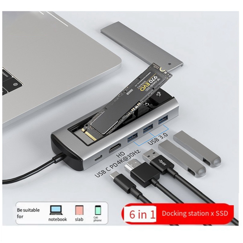 6-i-1 USB Type-C-dokkingstasjon Multifunksjonell hurtigladestasjon 1