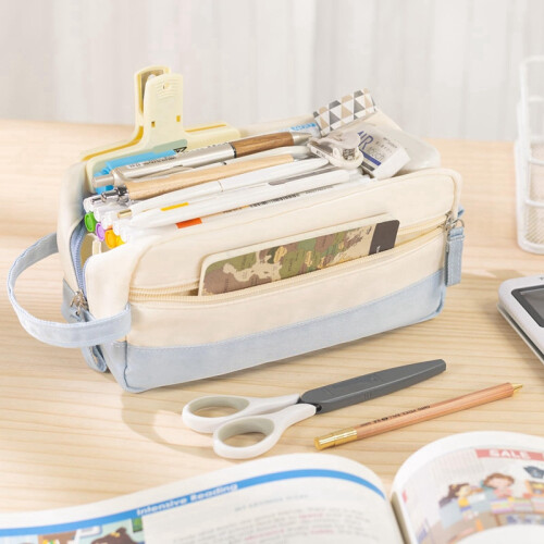 Large-Capacity Pencil Case with Handle Soft Pen Pouch School Supplies 2