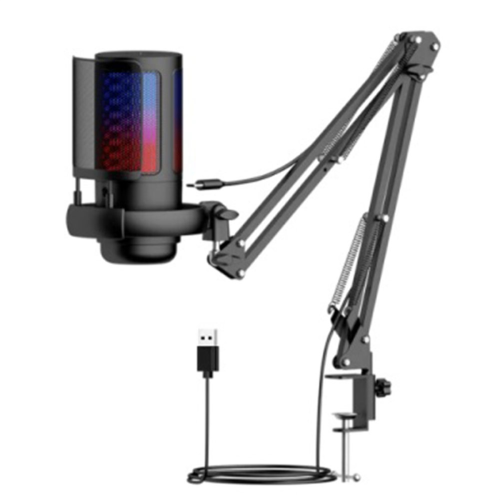 Gaming RGB Recording Microphone with Adjustable Arm Stand USB Desktops 1