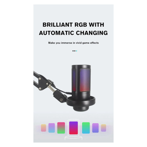 Gaming RGB Recording Microphone with Adjustable Arm Stand USB Desktops 2