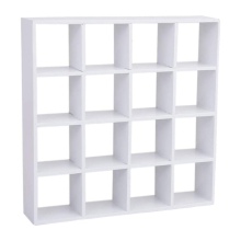 1: 12 Miniature Wood Storage Rack 16 Grid Shelves White Shelf Doll Hou
