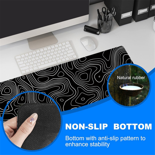 Desk Mat,Topographic Contour Extended Big Mouse Pad Computer Keyboard 2