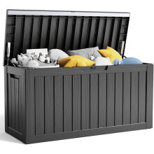 80 Gallon Resin Deck Box, Lockable Patio Outdoor Storage Box - Black