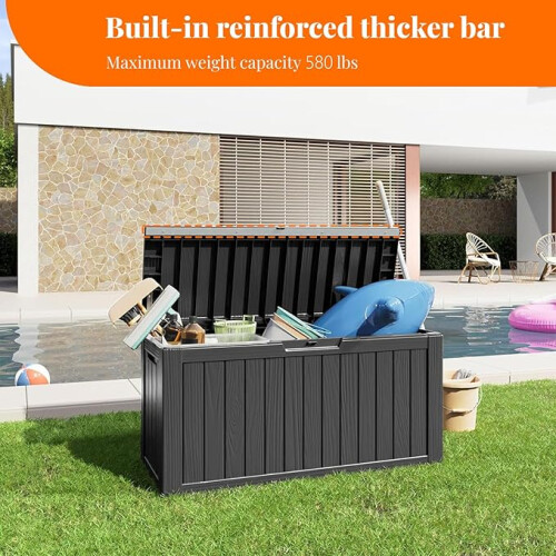 80 Gallon Resin Deck Box, Lockable Patio Outdoor Storage Box - Black 1