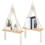 Macrame Wall Hanging Shelf Set of 2,Boho Wooden Display Floating Shelv 1