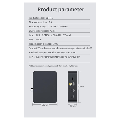 Transmițător-receptor Bluetooth 5.0 pentru TV către căști cu control al volumului 2
