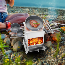 New Camping Barbecue Oven, Camp Tent Stove, Portable Wood Burning Stov