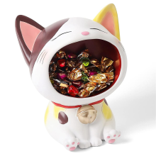 Cute Cats Statue Ornament Storage, Modern Resin Art Sculpture Desktop