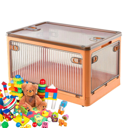 Collapsible Storage Bins with Clear Doors Foldable Stackable Storage B 2