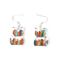 Fun Earrings Cats Book Shelf Earrings,Piercing Dangle Earrings Animal