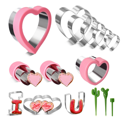 15 Pieces Heart Cookie Cutter Set 9 Sizes Heart Shaped Cookie Cutter,
