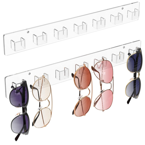 Sunglasses Organizer 2 Pack, Wall Glasses Holder, Acrylic Display, for 2
