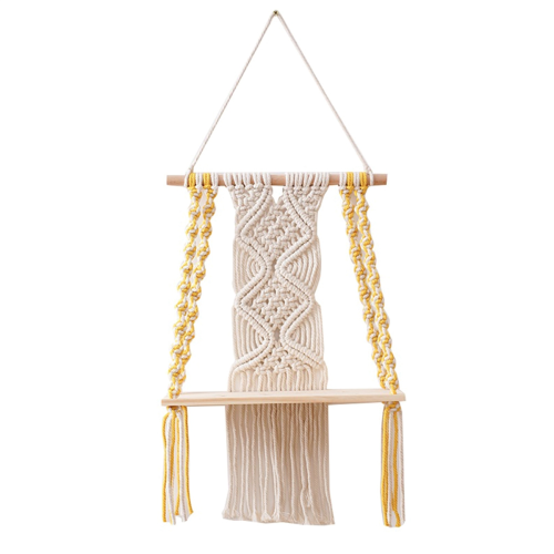 Macrame Wall Hanging Shelf Boho for Bedroom - Woven Rope Macrame Wall 1