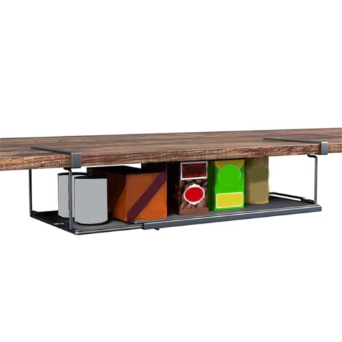 Adjustable Under Cabinet Shelf, Under Desk Storage Long Clips for Offi