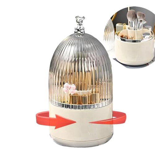 Rotating Makeup Brush Holder Organizer with Lid 360Rotating Dustproof 2