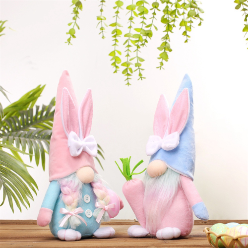 Easter Gnome Bunny - 2Pcs Handmade Swedish Tomte Plush Rabbits with Ea 2