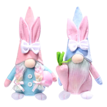 Easter Gnome Bunny - 2Pcs Handmade Swedish Tomte Plush Rabbits with Ea