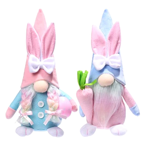 Easter Gnome Bunny - 2Pcs Handmade Swedish Tomte Plush Rabbits with Ea