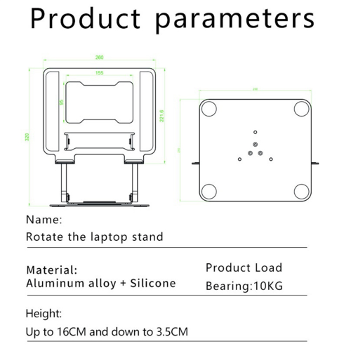 Laptop Stand Adjustable Tablet Stand Aluminum Alloy Rotating Bracket P 2