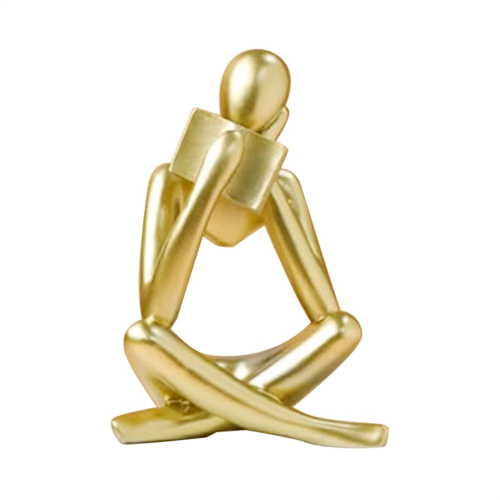 Thinkers Sculptures,Gold Thinkers Resin Statue Reading Ornament,Thinke