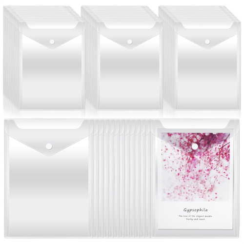 50Pcs Clear Plastic Envelopes with Snap Button Stamp and Die Storage P 2