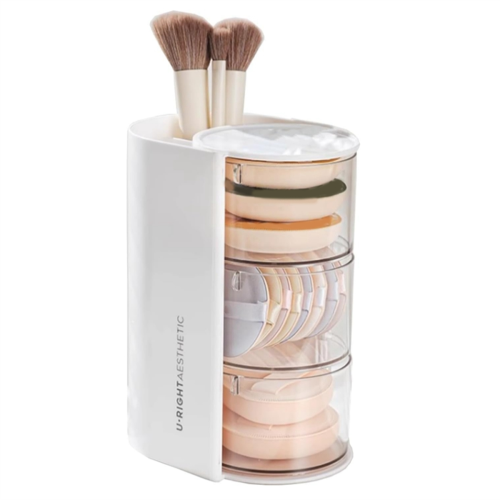 Makeup Brush Holder Makeup Brush Organizer with 2 Slot, 3-Layer Rotati