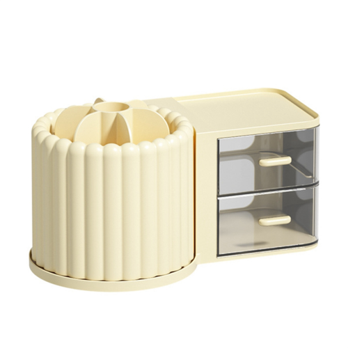 Makeup Brush Holder Organizer with 2 Drawers,360 Rotating Makeup Orga 1