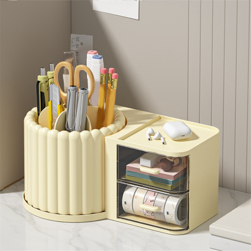 Makeup Brush Holder Organizer with 2 Drawers,360 Rotating Makeup Orga 2