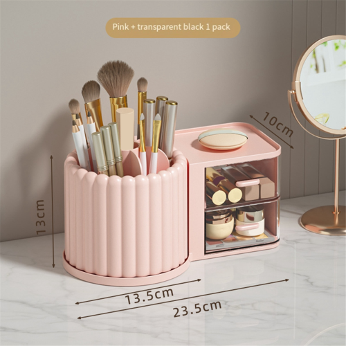 Makeup Brush Holder Organizer with 2 Drawers,360 Rotating Makeup Orga 2