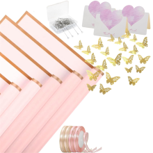40 Sheets Flower Wrapping Paper with 4 Rolls Flower Ribbons, 20 Cards,