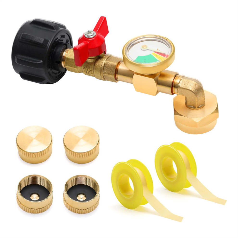7Pcs Propane Refill Adapter With Valve And Gauge Sets For Qcc1 Propane 4851282107491