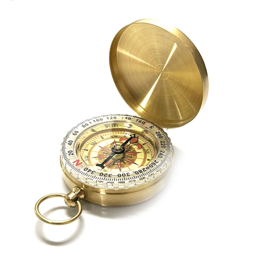 Classic Pocket Style Copper Clamshell Glow Compass, Waterproof Luminou 1