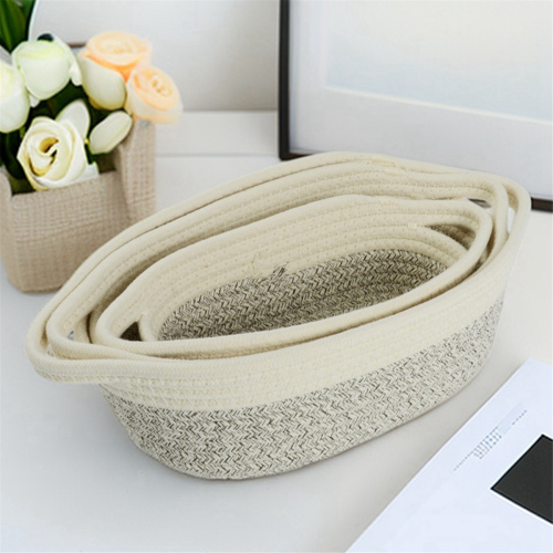 Rope Storage Baskets Organizer Woven Basket - Portable Cotton Bins for 2
