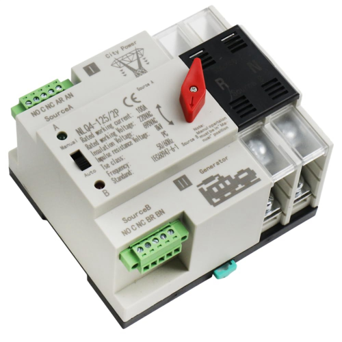 Automatic Transfer Switch 2P 100A Din Rail Mount Dual Power Switch for 2