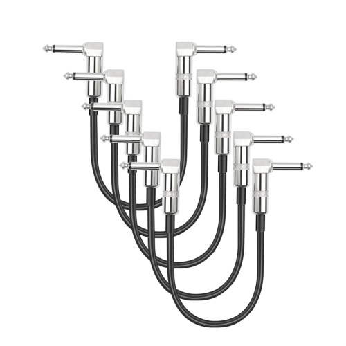 Pacote com 5 cabos de conexão plana para pedal de efeito de guitarra de 6 polegadas de comprimento com 1/4 I 1