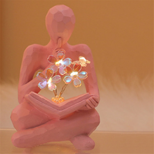 Thinkers Statue Decor Thinking Man Flower Bookworms Sculpture Reading 2
