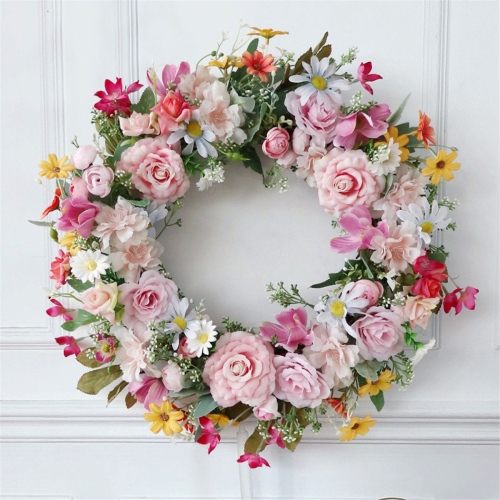 Spring Artificial Daisy Lavender Wreath Wildflower Summer Silk Wreaths 2