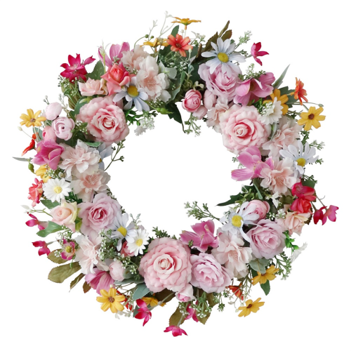 Spring Artificial Daisy Lavender Wreath Wildflower Summer Silk Wreaths 1