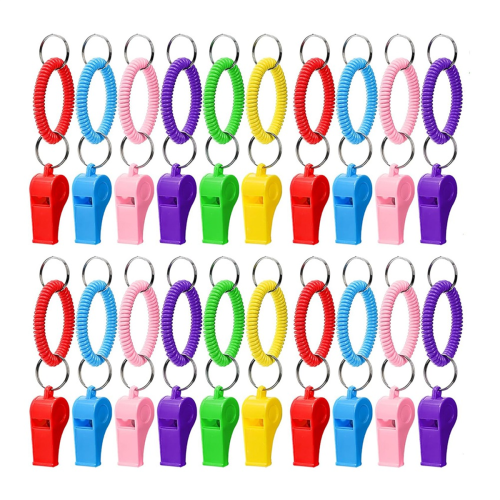 30 de fluiere sport cu brățară, fluiere din plastic cu elastic 1