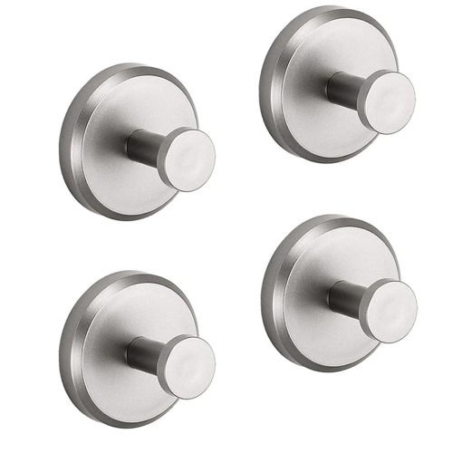 4PCS No-Drill Hooks Shower Hooks Bathroom Glass Door Wall 304 Clothes