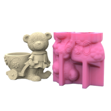 Exquisite Artistic Flower/Makeup Brush Holder Organizer &Bear Statue P