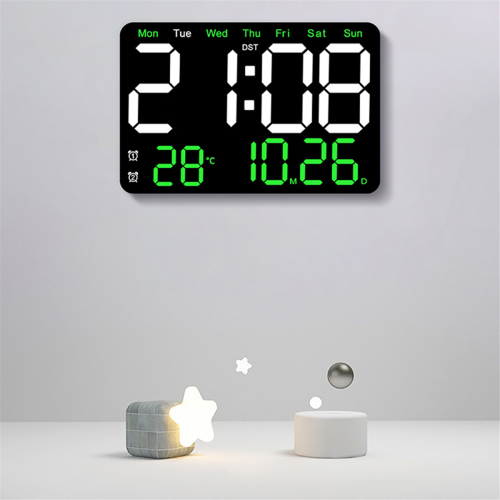 Electronic Wall Clock Temperature Date Display Table Clock Wall-Mounte 2