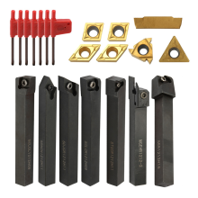 Ferramentas de torno indexáveis, suporte de ferramentas de metal, 14 pastilhas de carboneto para torneamento