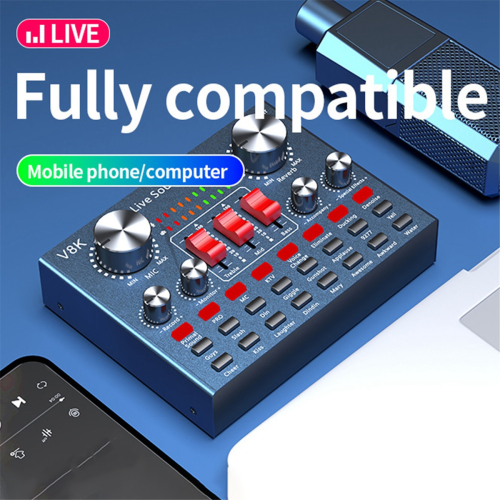 Placă de sunet externă V8K Audio USB, microfon multiportabil, Live Broad 2