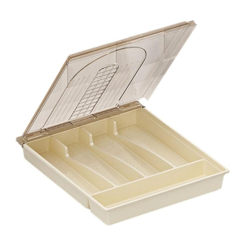 Organizer with Lid,Plastic Cutlery and Flatware Storage Box, Compartme 1