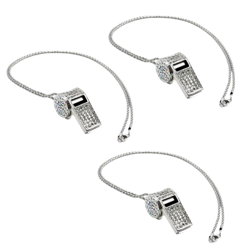 Silver Necklace Style, Exquisite Diamond-Encrusted Referee Whistle, Cu 1