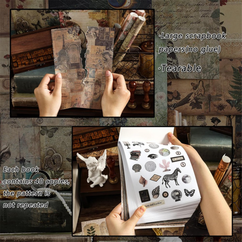 Χαρτί αυτοκόλλητων Washi Vintage Aesthetic για Scrapbooking, 40 φύλλα Eph 2