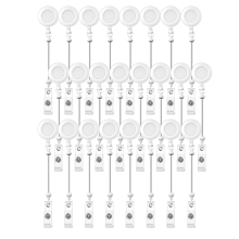 24 Pcs Beadable Badge Reel Retractable Clips Holder for Beads Bulk Bla